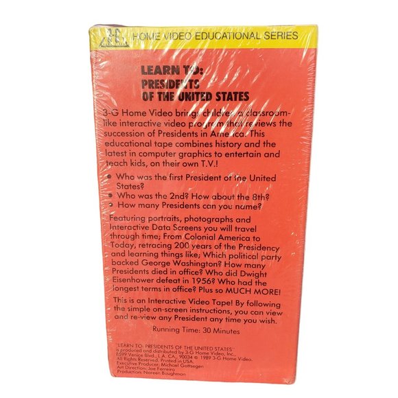 Learn To: Presidents of the United States~Thru 1989~Factory Sealed VHS Tape - Picture 2 of 10